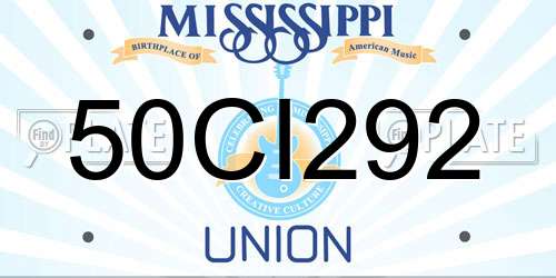 50CI292 Mississippi License Plate