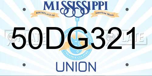 50DG321 Mississippi License Plate