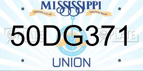 50DG371 Mississippi License Plate