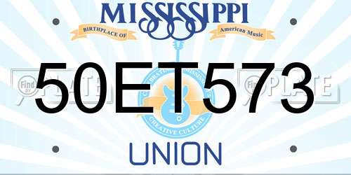 50ET573 Mississippi License Plate