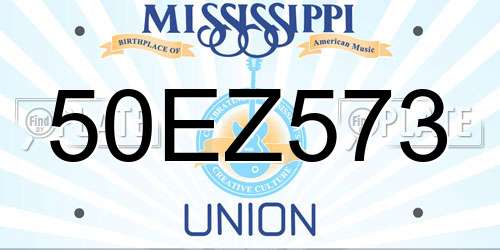 50EZ573 Mississippi License Plate
