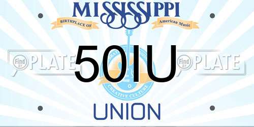 50IU Mississippi License Plate