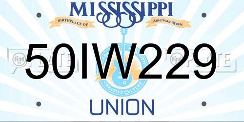 50IW229 Mississippi License Plate
