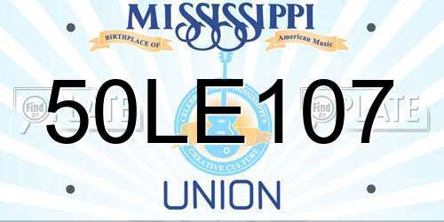 50LE107 Mississippi License Plate