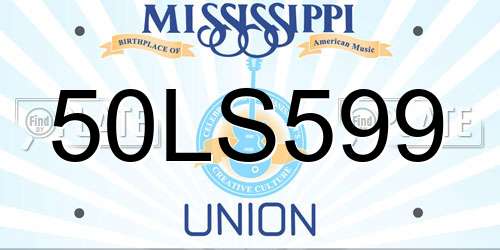50LS599 Mississippi License Plate