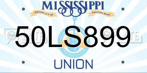 50LS899 Mississippi License Plate