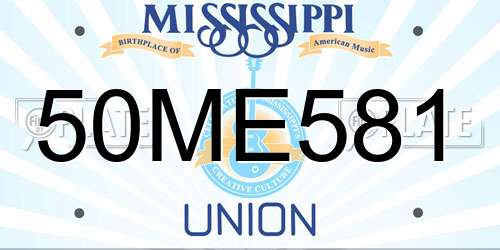 50ME581 Mississippi License Plate