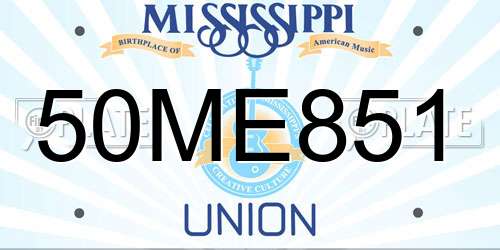 50ME851 Mississippi License Plate