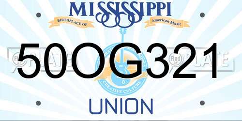 50OG321 Mississippi License Plate