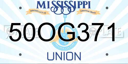 50OG371 Mississippi License Plate