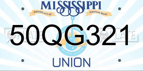 50QG321 Mississippi License Plate