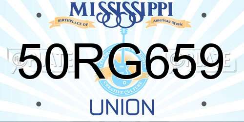50RG659 Mississippi License Plate