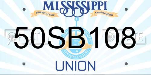 50SB108 Mississippi License Plate