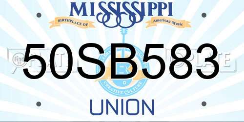 50SB583 Mississippi License Plate