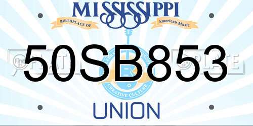 50SB853 Mississippi License Plate