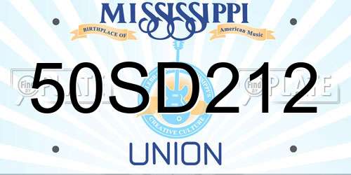 50SD212 Mississippi License Plate