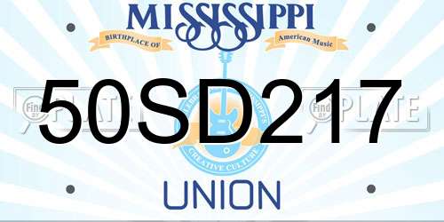 50SD217 Mississippi License Plate