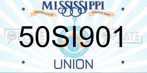 50SI901 Mississippi License Plate