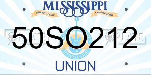 50SO212 Mississippi License Plate