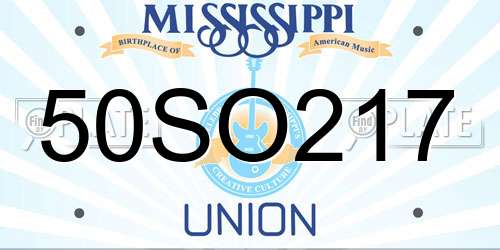 50SO217 Mississippi License Plate