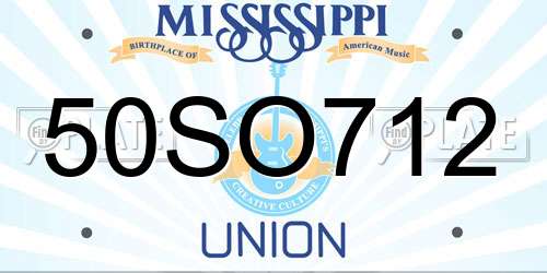 50SO712 Mississippi License Plate