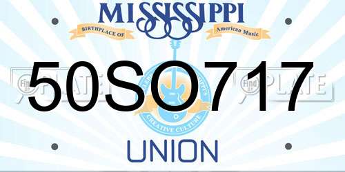 50SO717 Mississippi License Plate