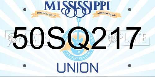 50SQ217 Mississippi License Plate