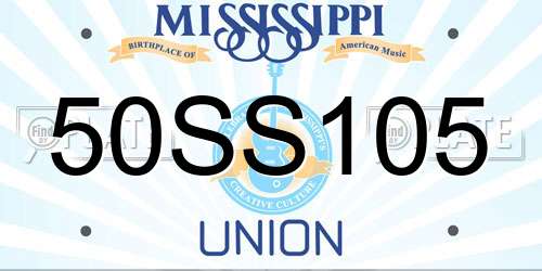 50SS105 Mississippi License Plate