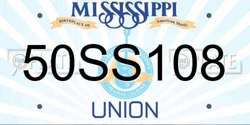 50SS108 Mississippi License Plate