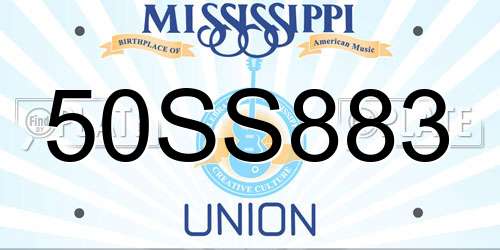 50SS883 Mississippi License Plate