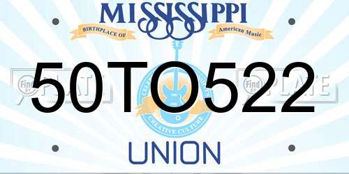 50TO522 Mississippi License Plate