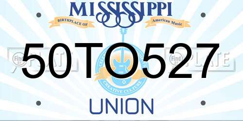 50TO527 Mississippi License Plate