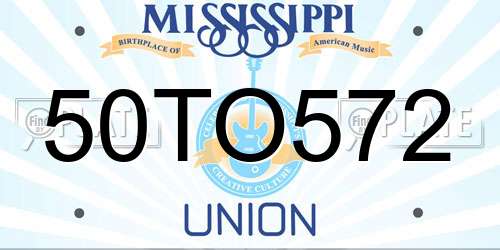 50TO572 Mississippi License Plate