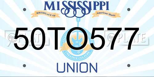 50TO577 Mississippi License Plate
