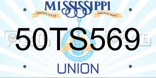 50TS569 Mississippi License Plate