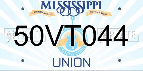 50VT044 Mississippi License Plate