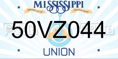 50VZ044 Mississippi License Plate