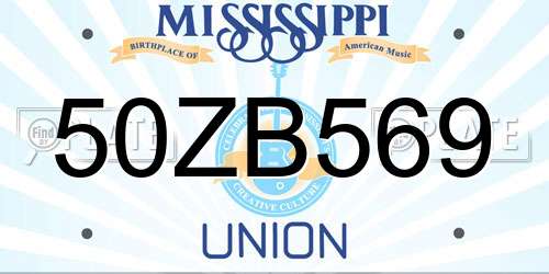 50ZB569 Mississippi License Plate