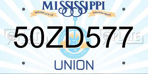 50ZD577 Mississippi License Plate