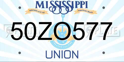 50ZO577 Mississippi License Plate