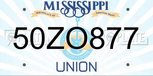 50ZO877 Mississippi License Plate