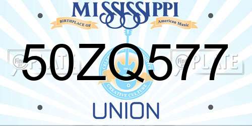 50ZQ577 Mississippi License Plate