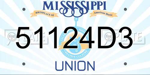 51124D3 Mississippi License Plate