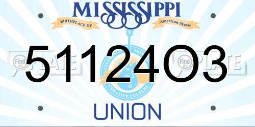 51124O3 Mississippi License Plate