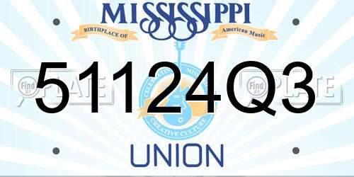 51124Q3 Mississippi License Plate
