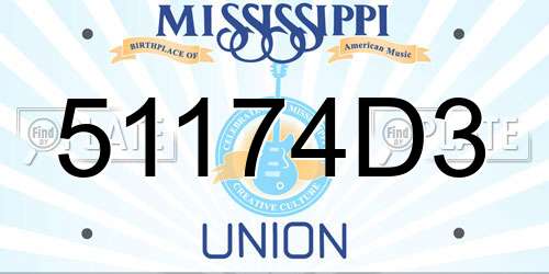 51174D3 Mississippi License Plate