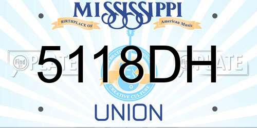 5118DH Mississippi License Plate