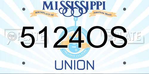 5124OS Mississippi License Plate
