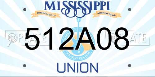 512A08 Mississippi License Plate