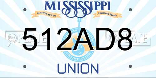 512AD8 Mississippi License Plate